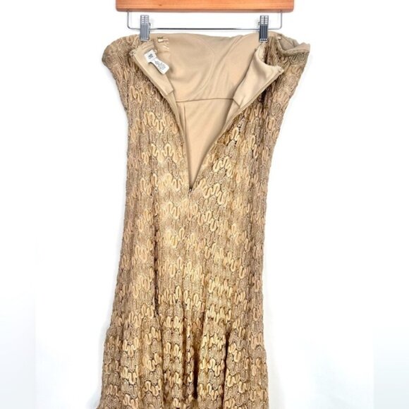 Cache Gold Metallic Strapless Mini Dress Formal Womens Size 14 - Picture 4 of 9